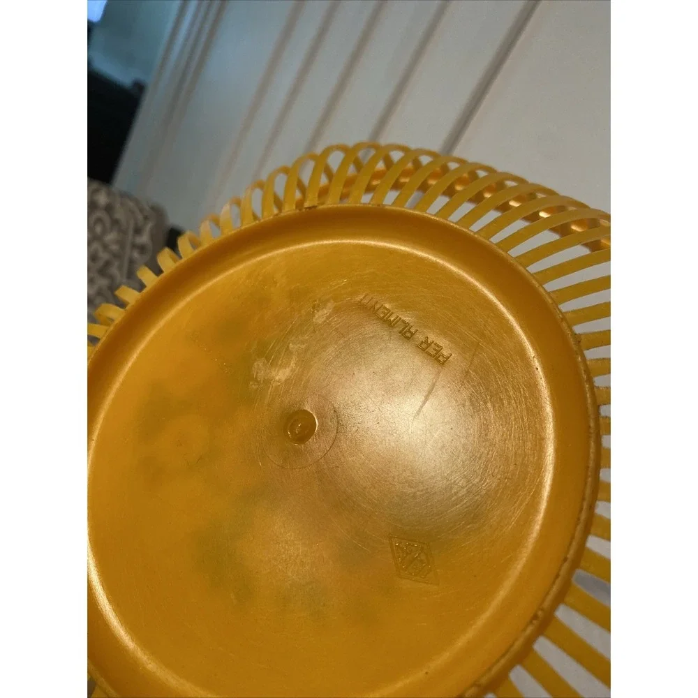 Retro Orange Bread Roll Plastic Basket Floral Per Alimenti Made In Italy Vtg